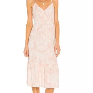 RAILS Delilah Linen Blend Pink & Peach Tie Dye Midi Dress